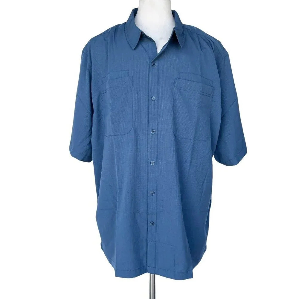 ScottEVest Beachcomber Blue Short Sleeve 7 Pockets Button Up Lightweights XXXL